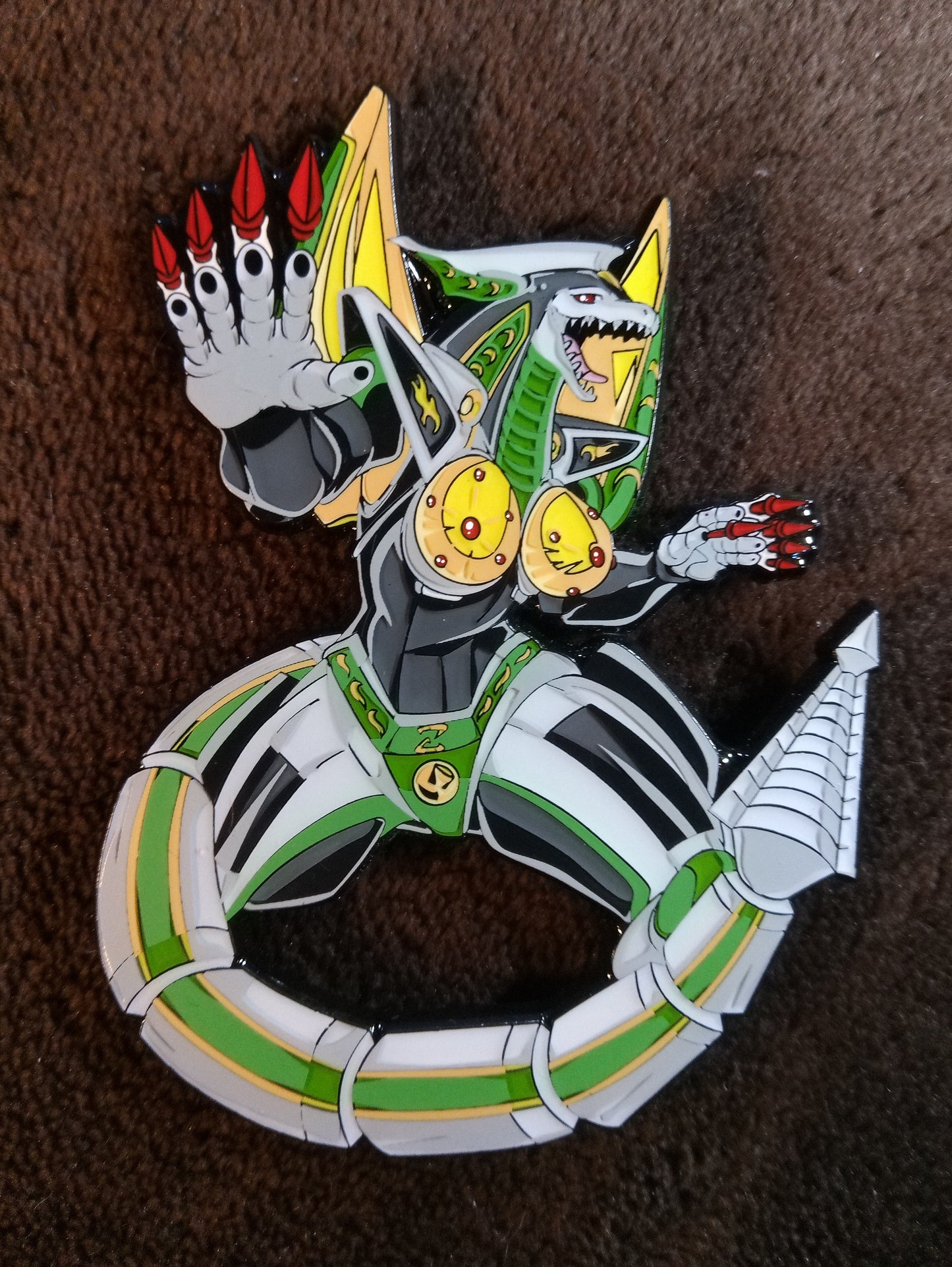 Green Dino Waifu Zord Enamel Pin